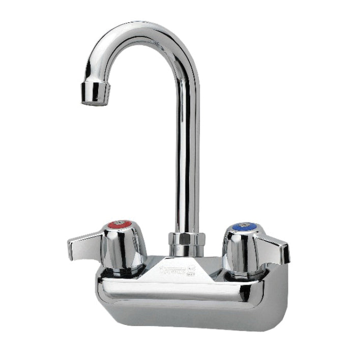 Krowne® 10-400L Silver Wall Mount Faucet, 2 gpm, 4 in Center, Gooseneck Spout, Side Spray(Y/N): No, Import