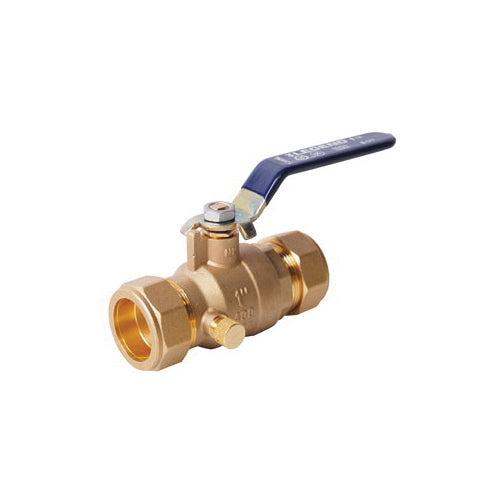 T-2002NL - 3/4" Ball Valve with Drain - Brass - Compression