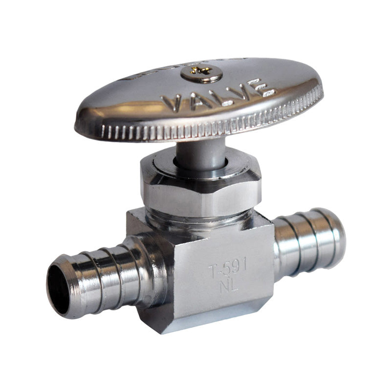 LEGEND 114-513NL T-591PNL Multi-Turn Traditional Straight Supply Stop Valve, 1/2 in Nominal, PEX End Style, 110 psi Pressure, Forged Brass Body, Polished Chrome, Import