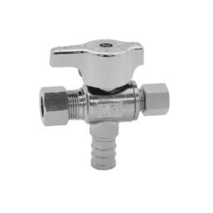 LEGEND 114-805NL T-597NL 1/4 Turn Dual Outlet Supply Stop Valve, 1/2 x 3/8 x 1/4 in Nominal, PEX x Compression x Compression End Style, 125 psi Pressure, Forged Brass Body, Polished Chrome, Import