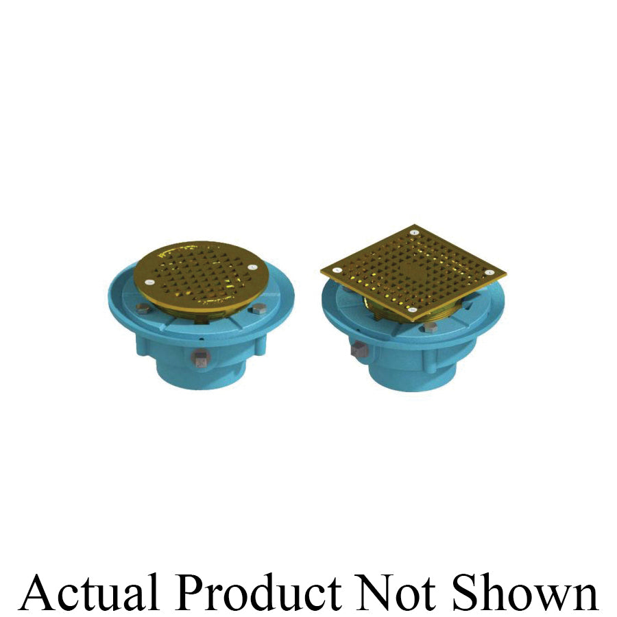Tech Specialties™ Frank Pattern™ N703W5375S Floor Drain, 3 in Outlet, No-Hub Connection, 5 in Brass Grid, Cast Iron Drain