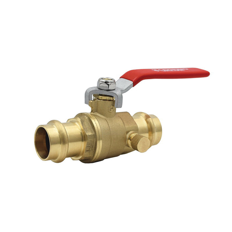 P-202NL - 1/2" Ball Valve with Drain - Forged Brass - Press