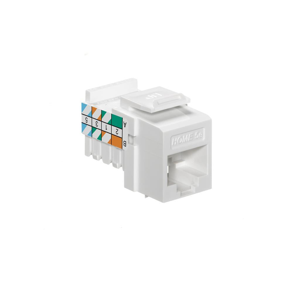 Leviton® 5EHOM-RW5 IDC Snap-In Connector, Cat 5e Module, Flush Mounting, Plastic, White
