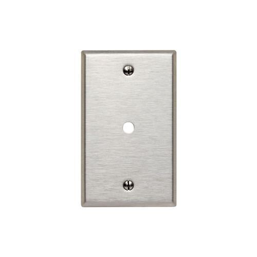 Leviton® 84013 Standard Size Telephone/Cable Wallplate, 1 Gangs, 2-3/4 in W, 302 Stainless Steel, Box Mount