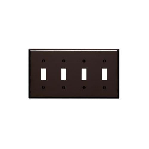 Leviton® 85012 Standard Size Wall Plate, 4 Gangs, 8.18 in W x 4.5 in H, Thermoset, Brown