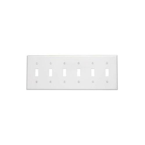 Leviton® 86036 Standard Size Traditional Wall Plate, 6 Gangs, 11.8 in W x 4.5 in H, Thermoset, Ivory