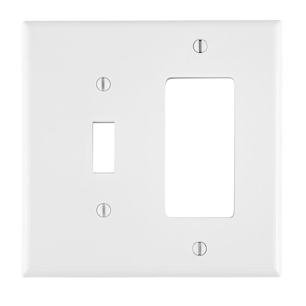 Midway Size Combination Wall Plate - 2 Gangs - Smooth