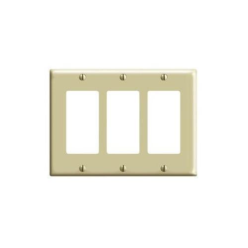 Leviton® Decora® PJ263-I Midway Sizes Wall Plate, 3 Gangs, 6.75 in W x 4.88 in H, Thermoplastic, Ivory