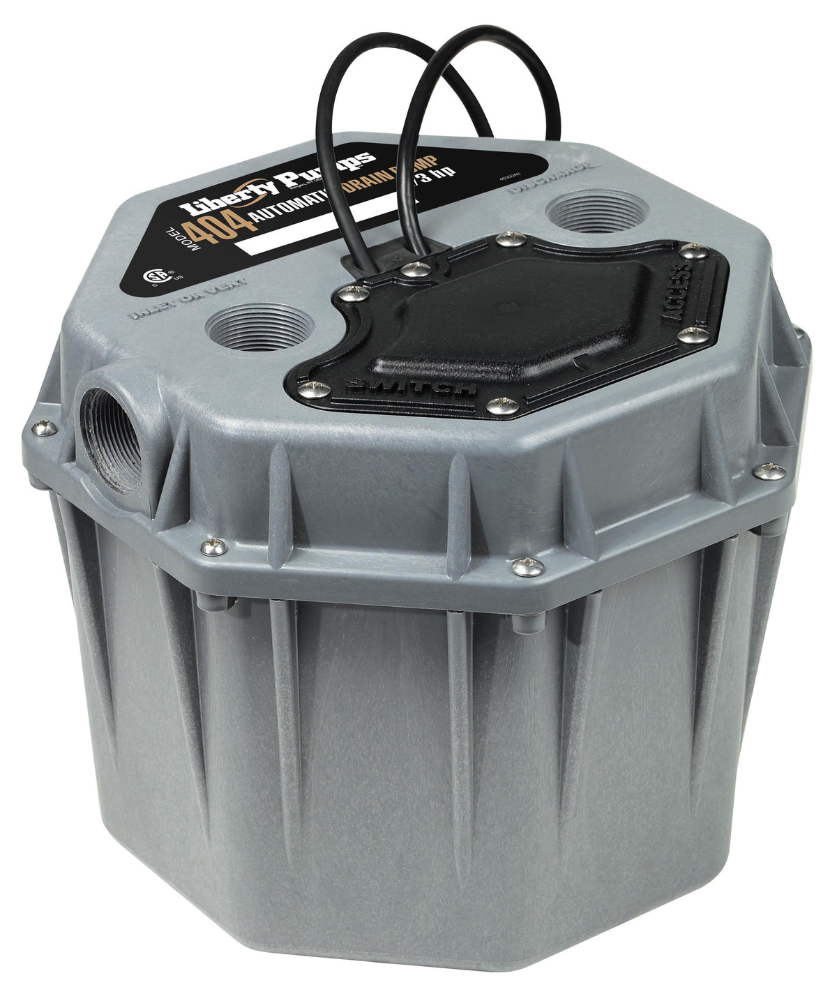 Liberty Pumps® 404CV 404, 50 gpm Flow Rate, 1-1/2 in FNPT Inlet x 1-1/2 in FNPT Outlet, 1 Phase , 1/3 hp, Polypropylene