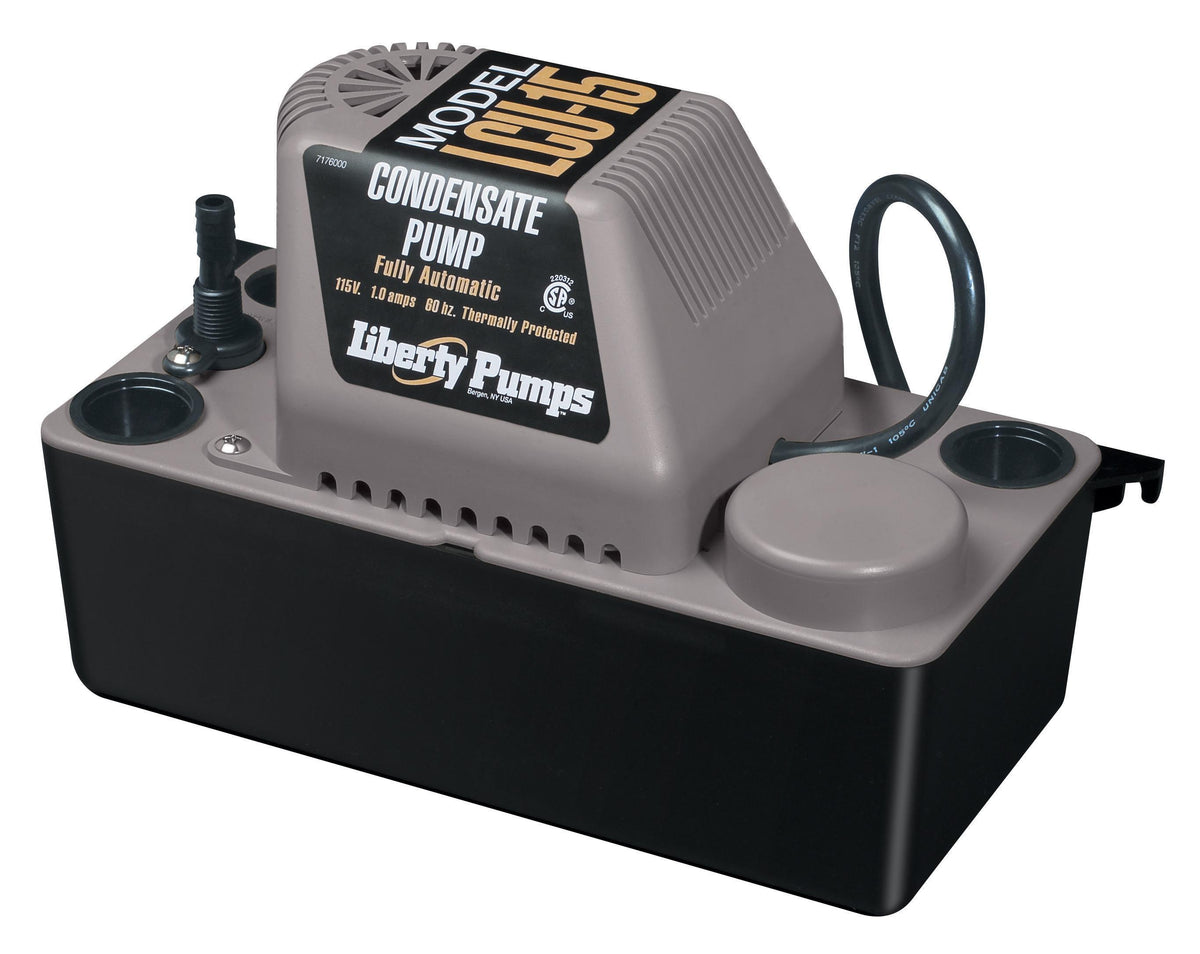 Liberty Pumps® LCU-15ST Condensate pump With Safety Switch, 85 gpm Flow Rate, 3/8 in OD Outlet, 15 ft Shutoff Head, 1/50 hp Power Rating