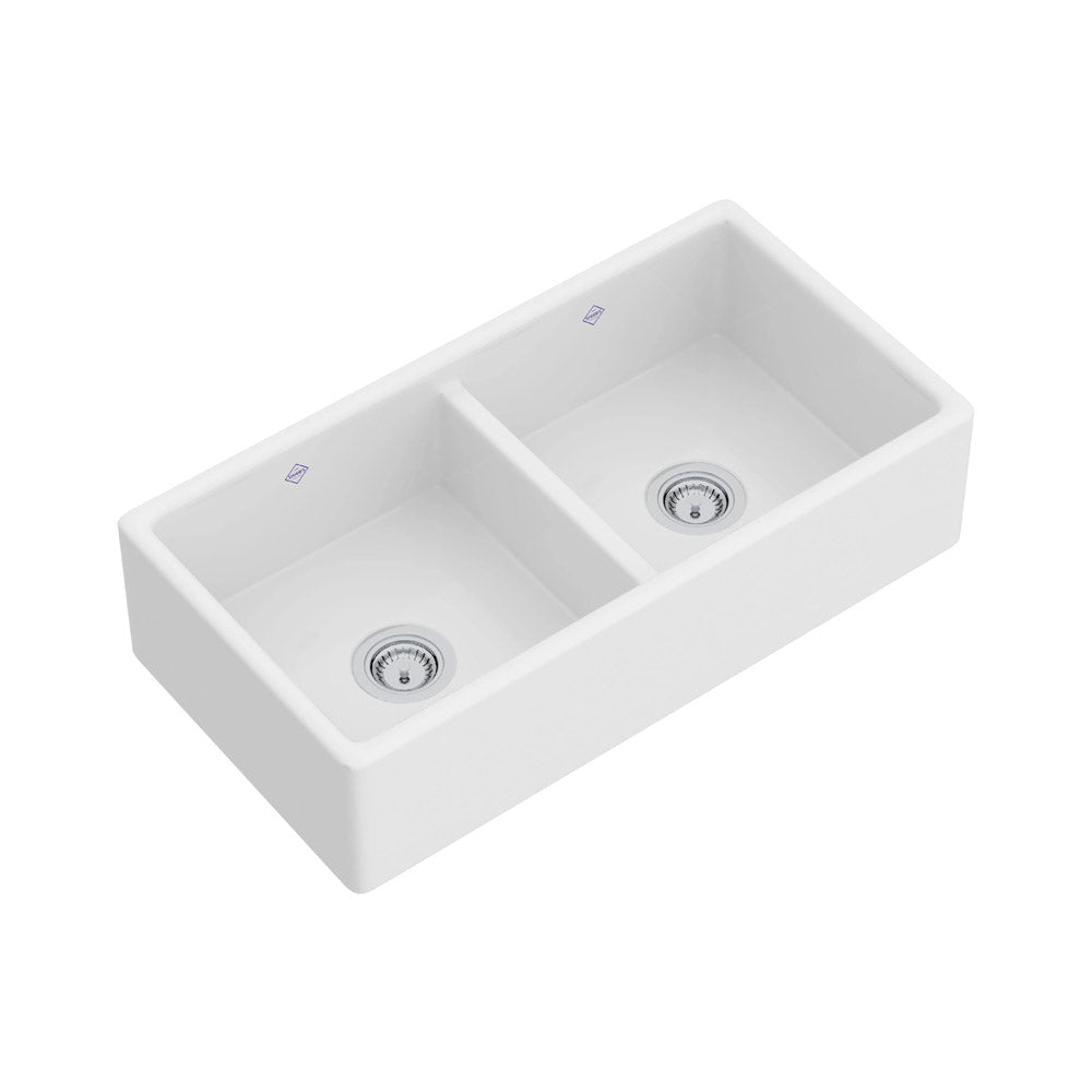 SHAKER 35 DOUBLE BOWL SINK WH