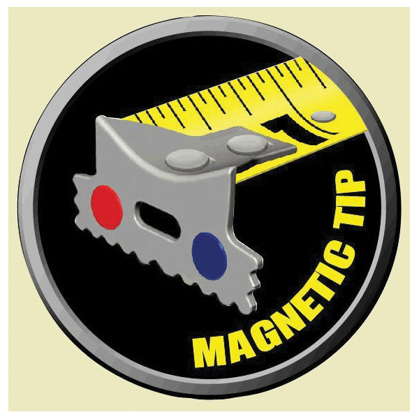 Magnetic Tip Measuring Tape - 25 ft L x 1" W Blade