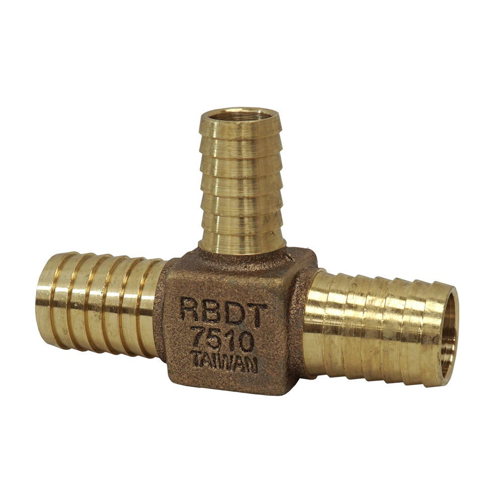 3/4 x 1 x 1" Bronze Tee - Plastic Pipe Insert