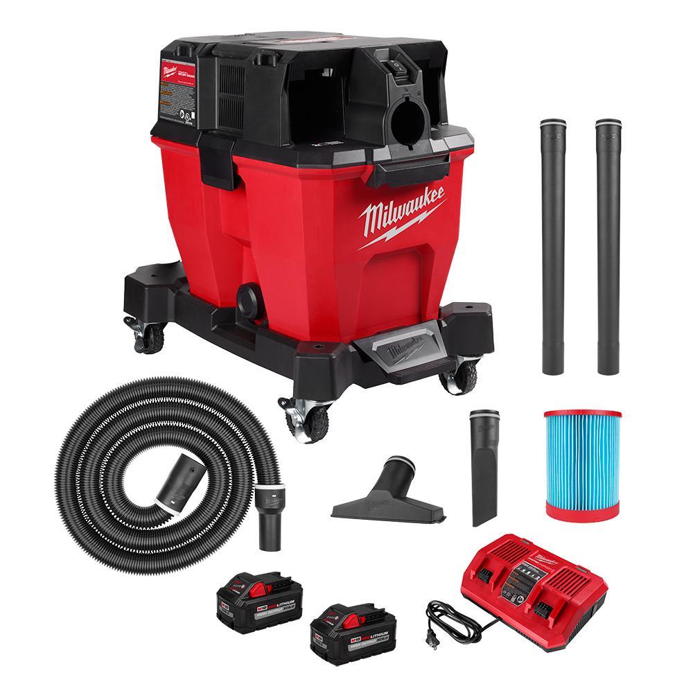Milwaukee® 0920-22HD Cordless Dual Battery Wet/Dry Vacuum Kit, 8 A, 9 gal Tank, 4.25 hp Power Rating, 18 V, Polypropylene Housing
