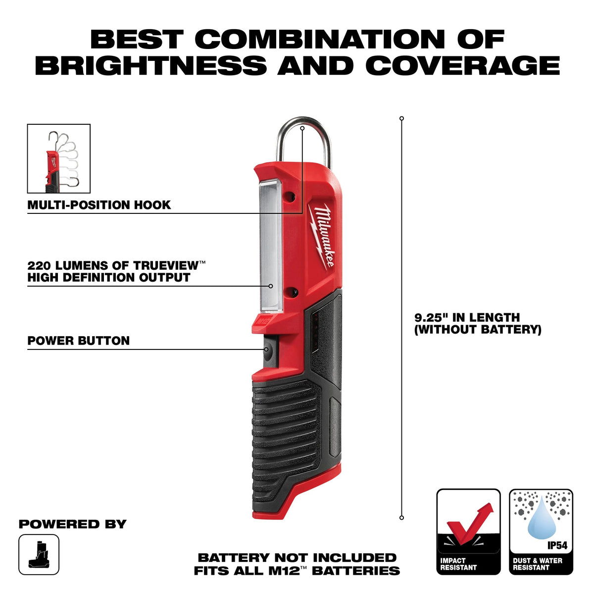 Rechargeable Cordless Stick Light - Bare Tool - 12 V DC