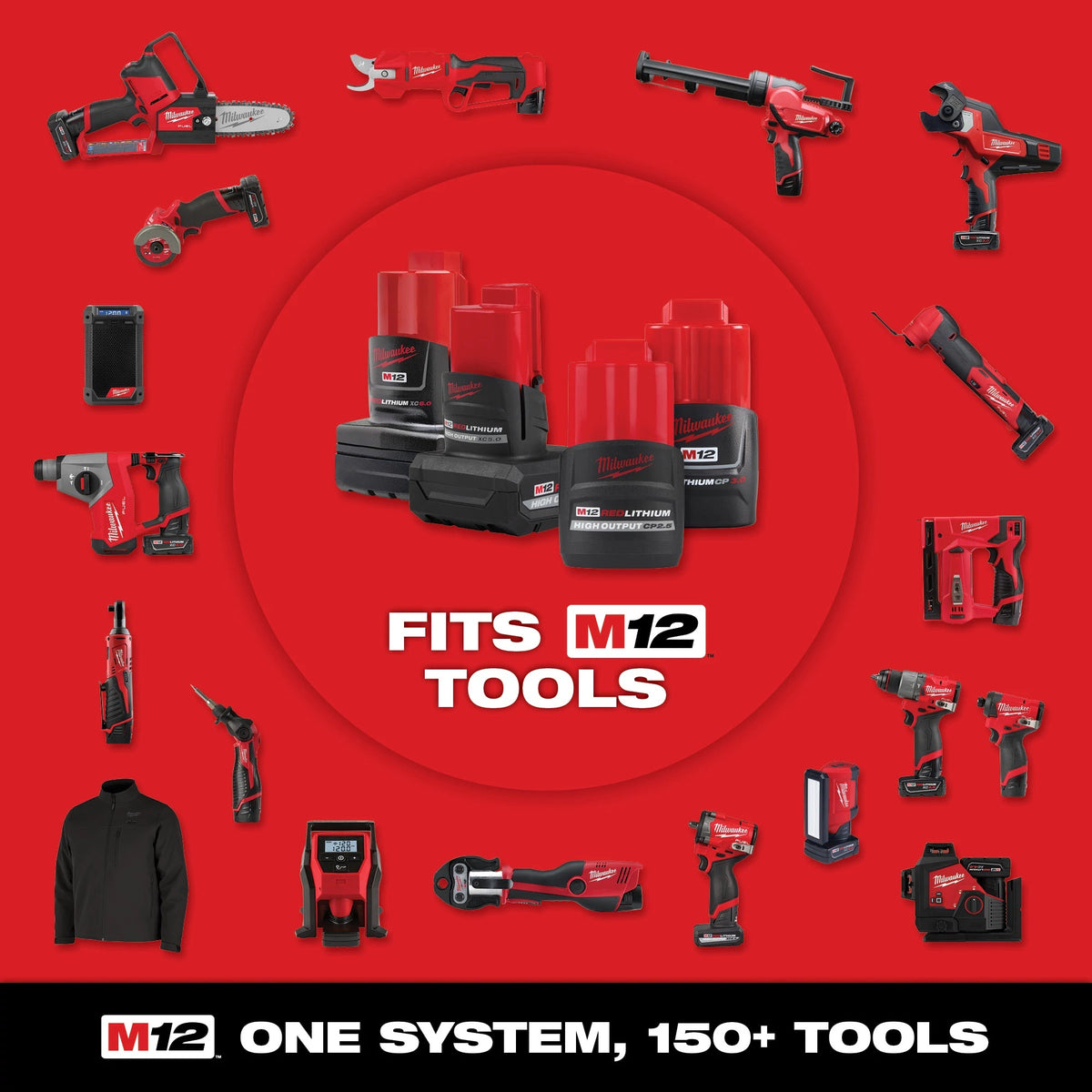 Milwaukee® 48-11-2422 M12 Battery Pack, Bare Tool, 2 Ah Lithium Battery, 12 V Charge, For Use With Milwaukee M12 Cordless tools and Instruments