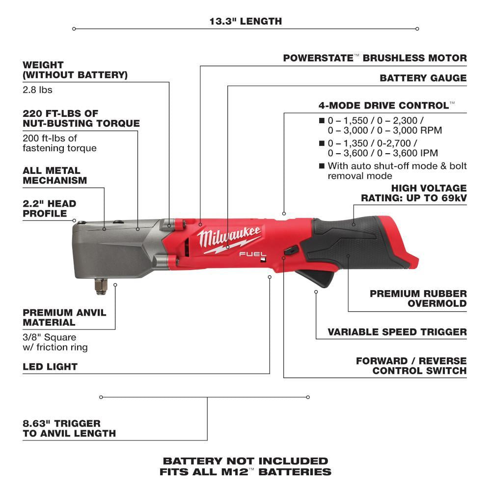 Fuel Cordless Impact Wrench - 3/8" Square Drive