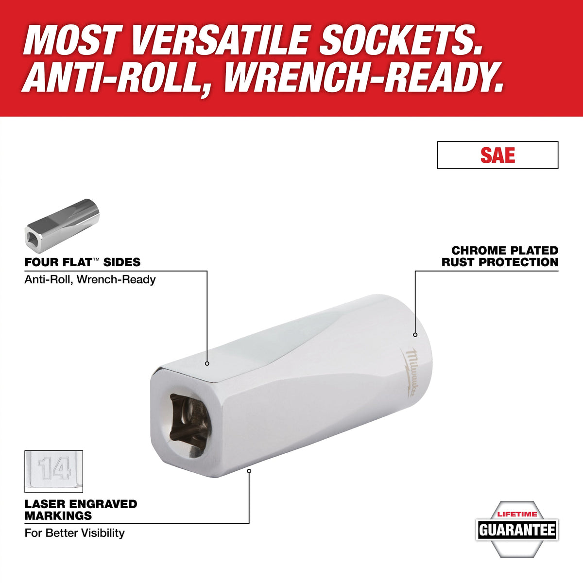 Milwaukee® 45-34-9074 Socket, 3/8 in, 13/16 in Deep Socket, 6 Points