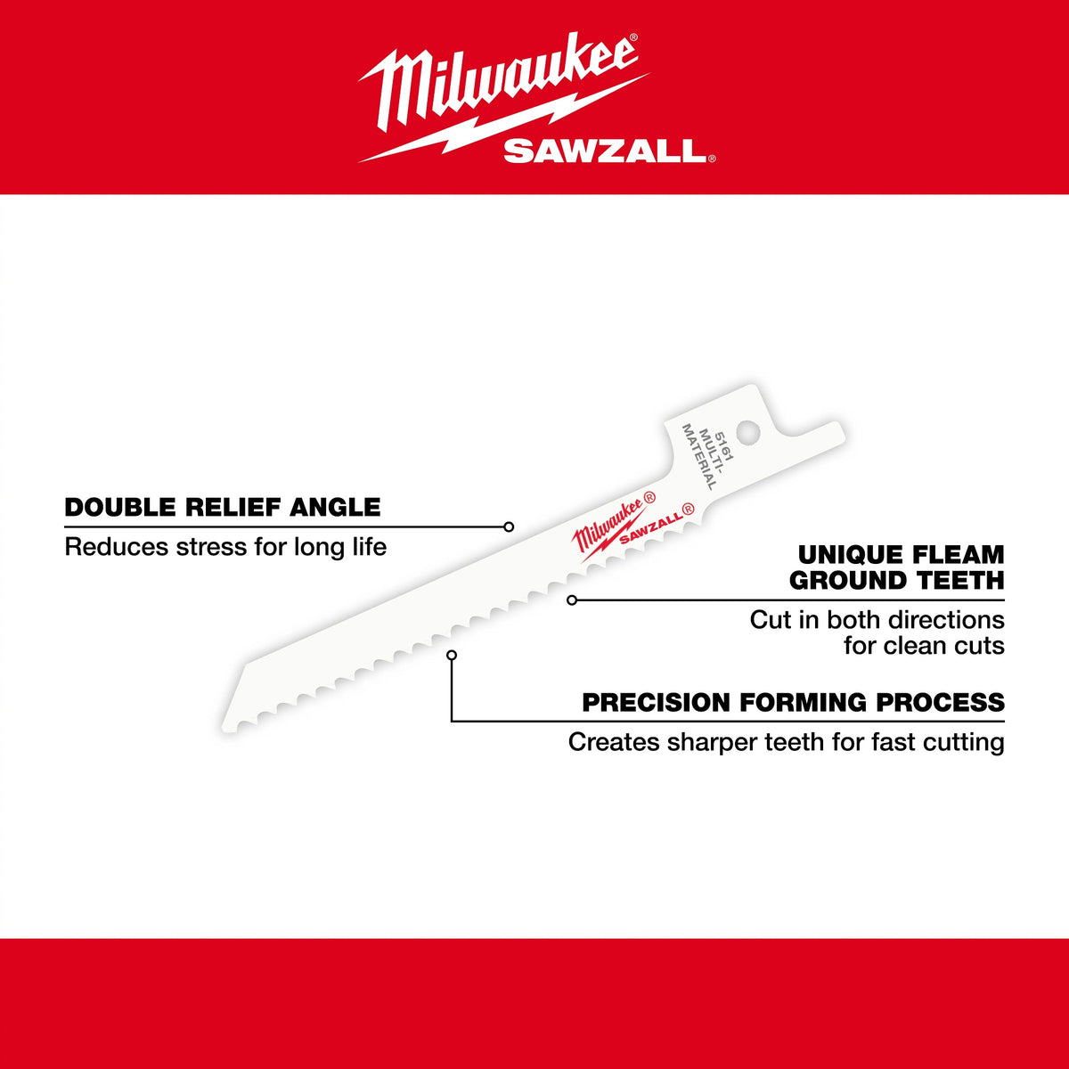 Straight Back Reciprocating Saw Blade - Bi-Metal - Sawzall