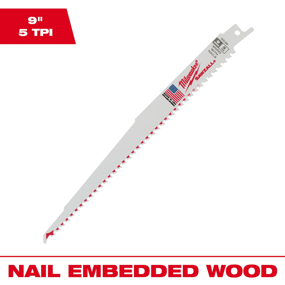 Thin Kerf Reciprocating Saw Blade - 5 TPI