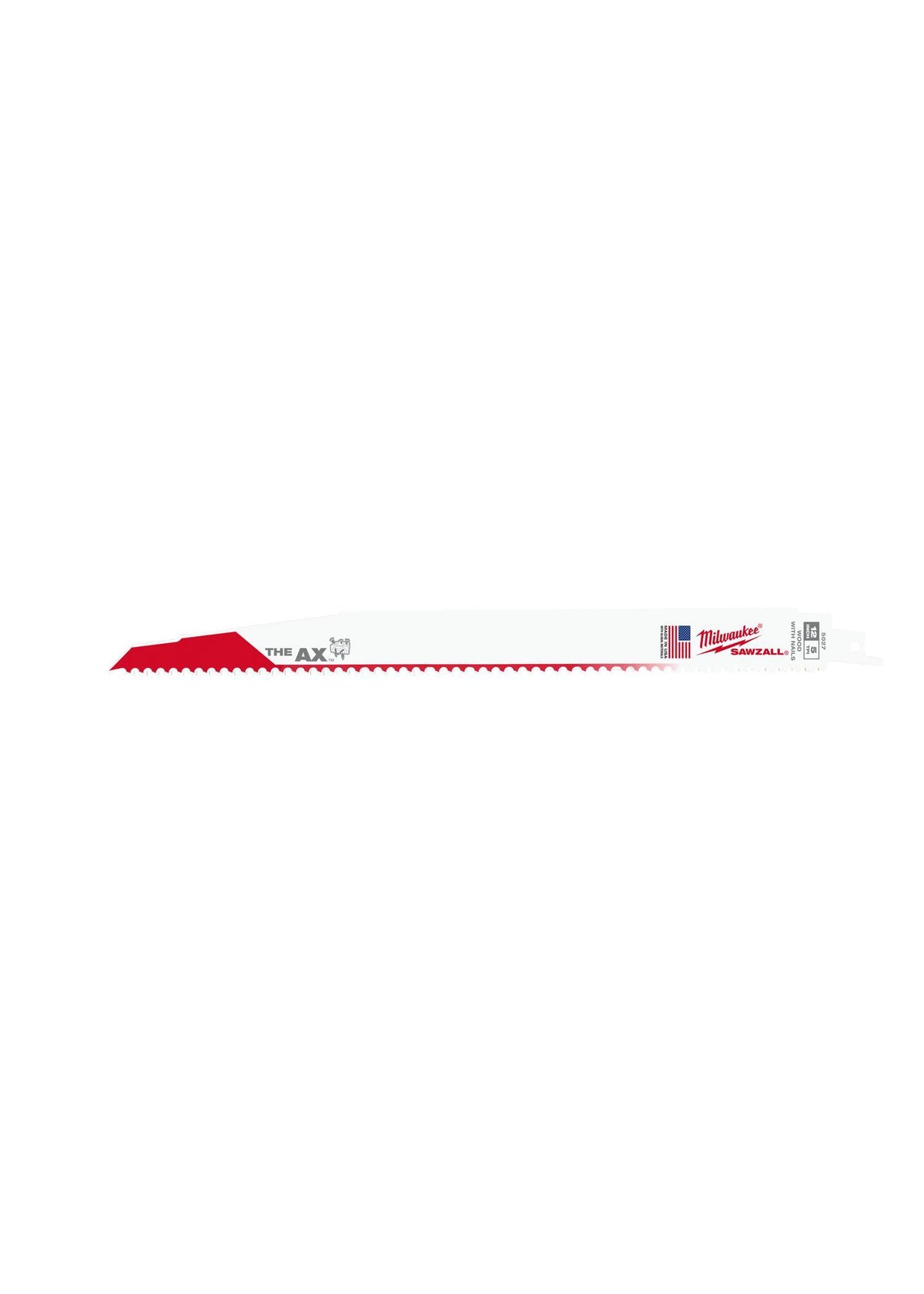 Milwaukee® SAWZALL® 48-01-7027 Demo Profile Reciprocating Saw Blade, 12 in L x 1 in W, 5 TPI, Bi-Metal Body, Universal/Toothed Edge Tang