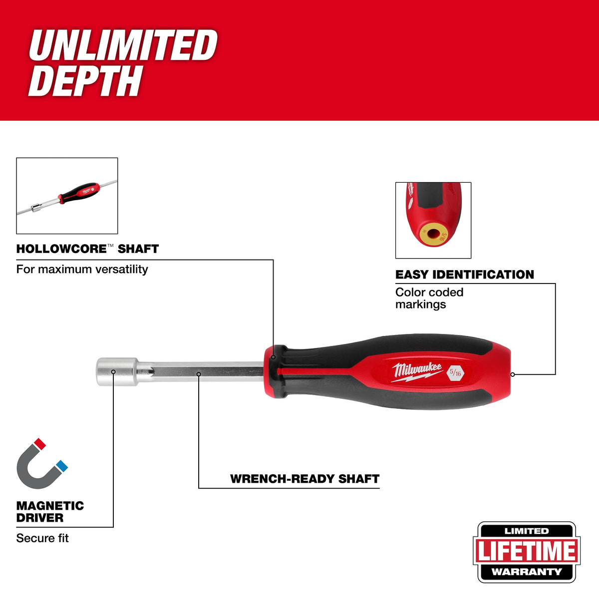 Hollowcore Magnetic Nut Driver Set - 5/16" - 1/4