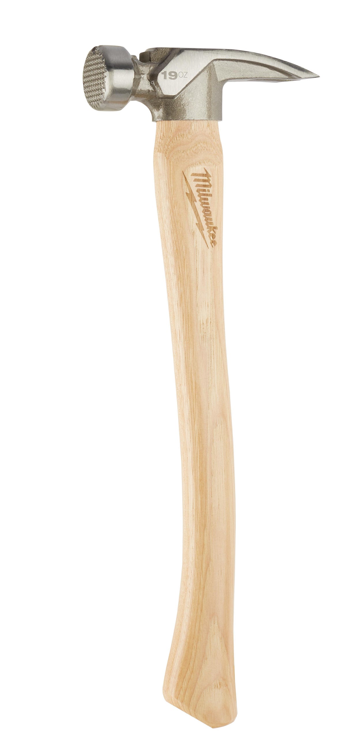 Milwaukee® 48-22-9419 Framing Hammer, 16.063 in OAL, Milled Face, 19 oz Forged Steel Head, Anti-Ring Claw, Hickory Handle