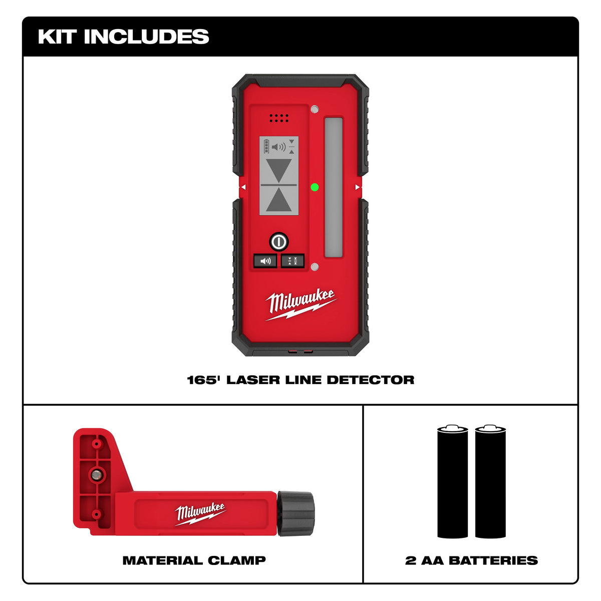 Milwaukee® 48-35-1211 Laser Line Detector, For Use With Milwaukee® Cross Line and Plane Laser, 165 ft, Reinforced Nylon, Red