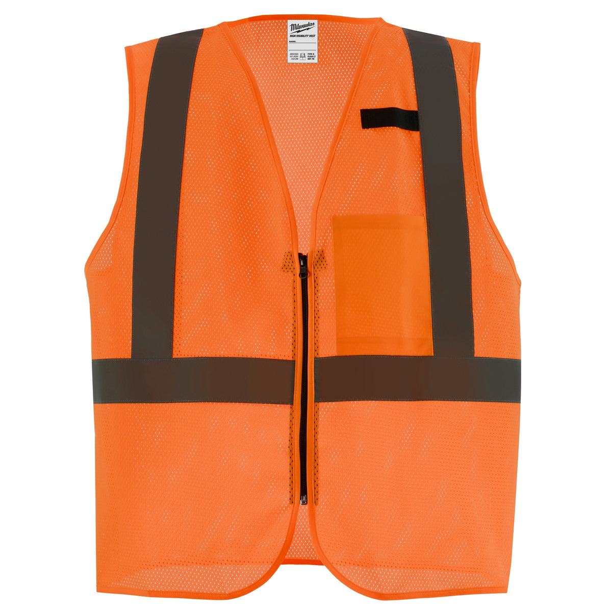 Milwaukee® 48-73-2245 Safety Vest, S/M, Hi-Viz Orange, Polyester, Zipper Closure, 1 Pockets, ANSI Class: Class 2, ANSI/ISEA 107-2020