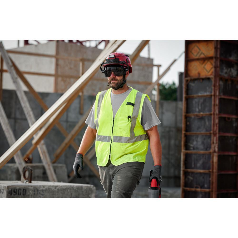 Milwaukee® 48-73-2252 Safety Vest, L/XL, Hi-Viz Yellow, Polyester, Zipper Closure, 1 Pockets, ANSI Class: Class 2, CSA Z96-22