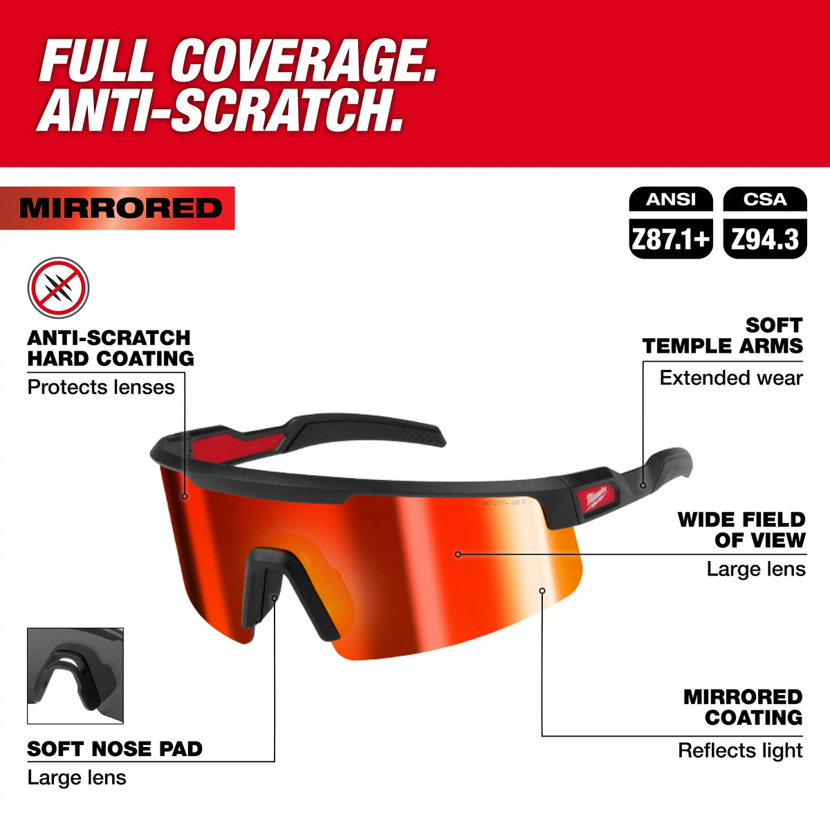 Safety Glass - Anti-Scratch - Red Lens