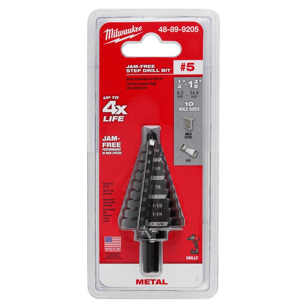 Step Drill Bit - 1/4" Dia Min Hole - 1-3/8" Dia Max Hole