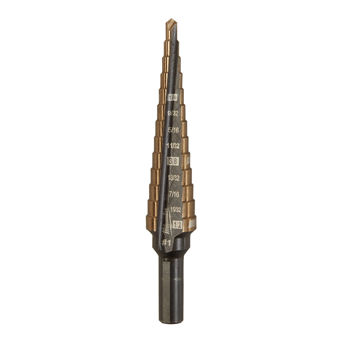 Milwaukee® 48-89-9281 Single Ended Step Drill Bit, 1/8 in Dia Min Hole, 1/2 in Dia Max Hole, Bi-Metal, 3/8 in Shank