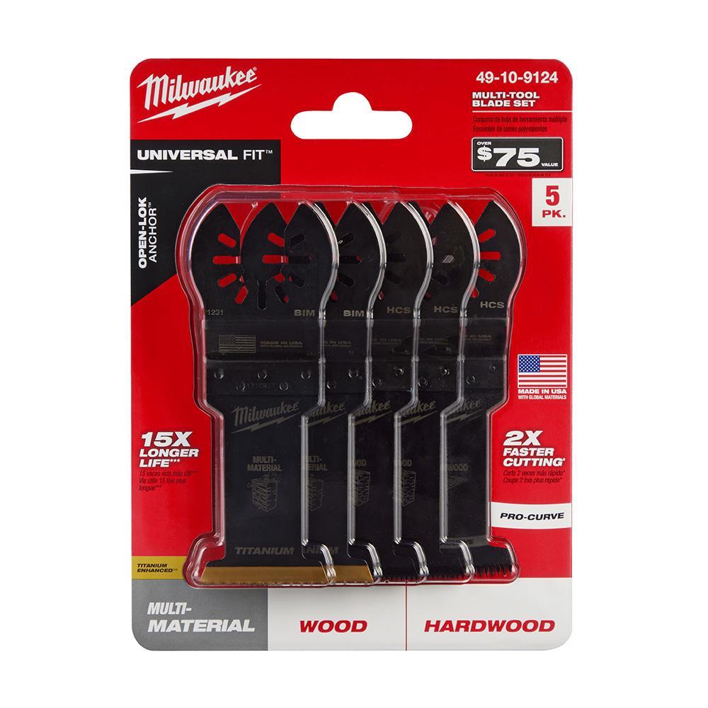 Milwaukee® 49-10-9124 OPEN-LOK™ Oscillating Blade Set, For Use With Universal Oscillating Saw, 1-3/8 in, Bi-Metal