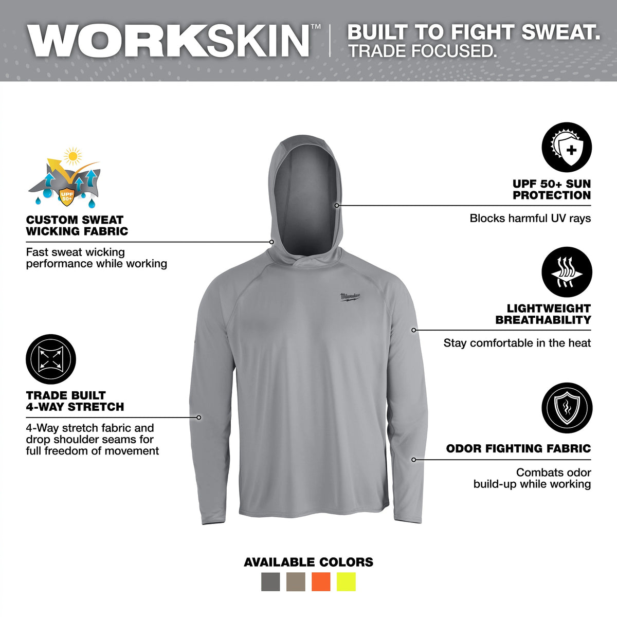 Milwaukee® M550G-XL M550G Sun Shirt, Men's, XL, Gray, Polyester
