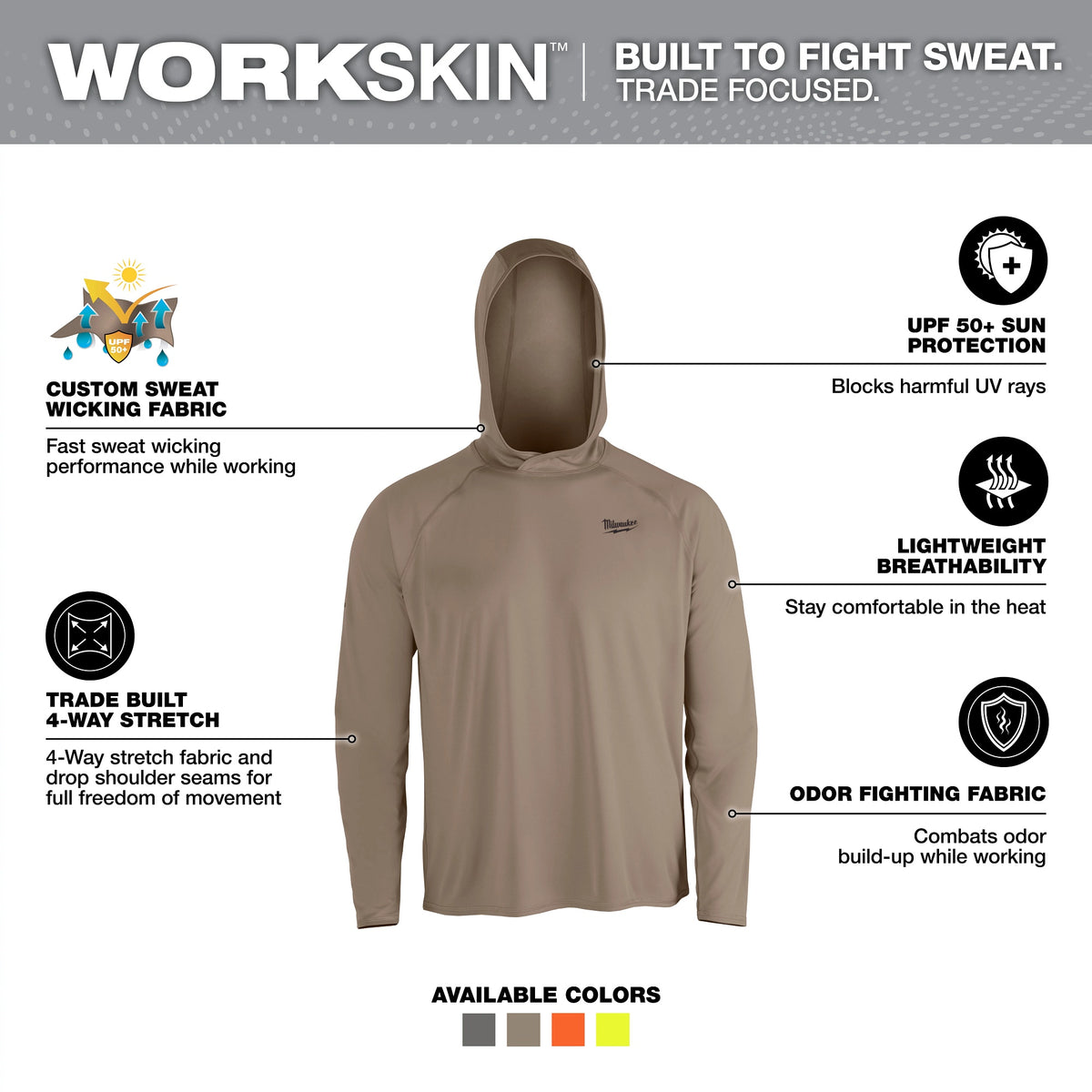 Milwaukee® M550N-M M550N Sun Shirt, Men's, SandStone, Polyester