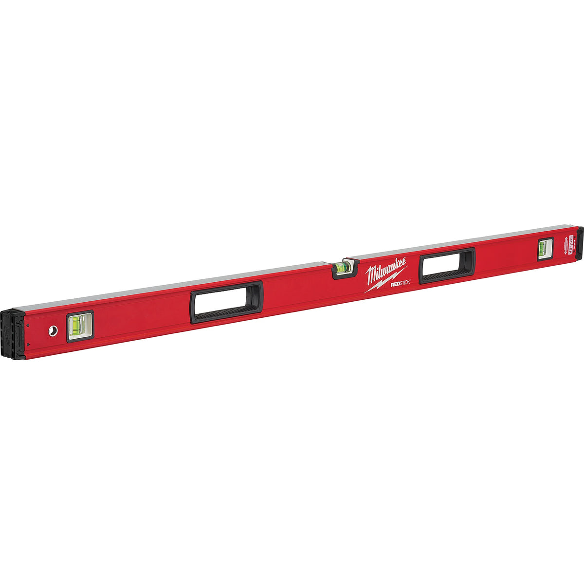 Milwaukee® REDSTICK™ MLBX48 Box Level, 48 in L, 3 Vials, Aluminum, (1) Level/(2) Plumb Vial Position, 0.0005 in/in Accuracy