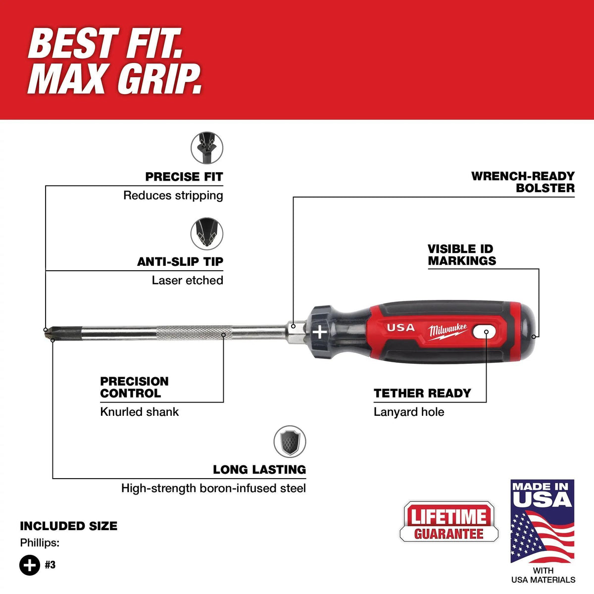 Standard Screwdriver - Steel - #3 Point Phillips Point