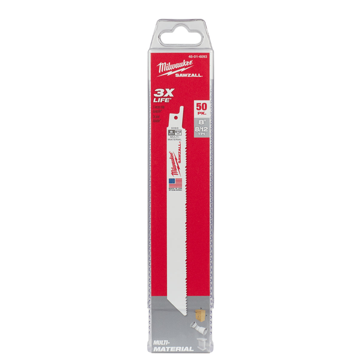 Straight Back Thin Kerf Reciprocating Saw Blade - 8"