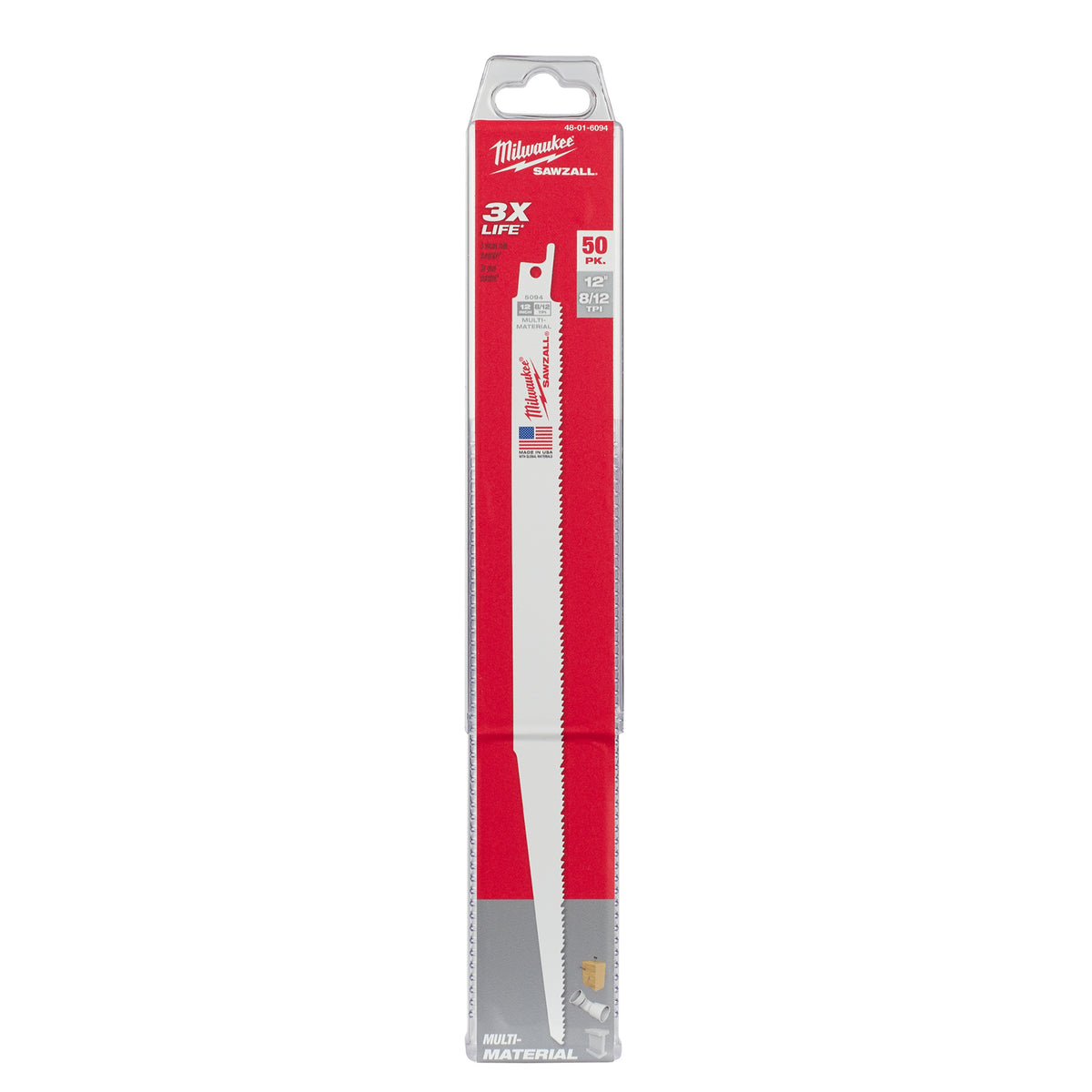 Straight Back Thin Kerf Reciprocating Saw Blade - 12"