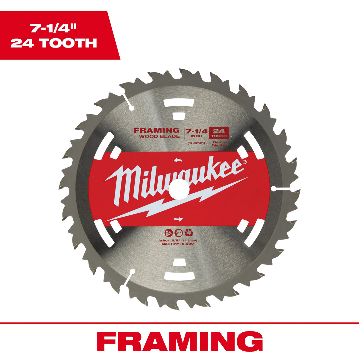 Framing Thin Kerf Circular Saw Blade - 5/8" Arbor - 24 Teeth