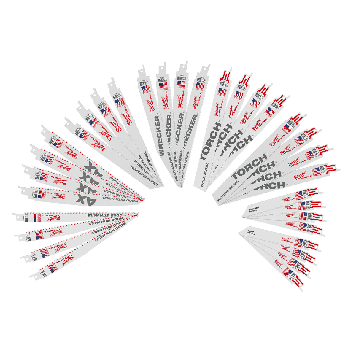 Straight/Tapered Back Reciprocating Saw Blade Set - 1/2"