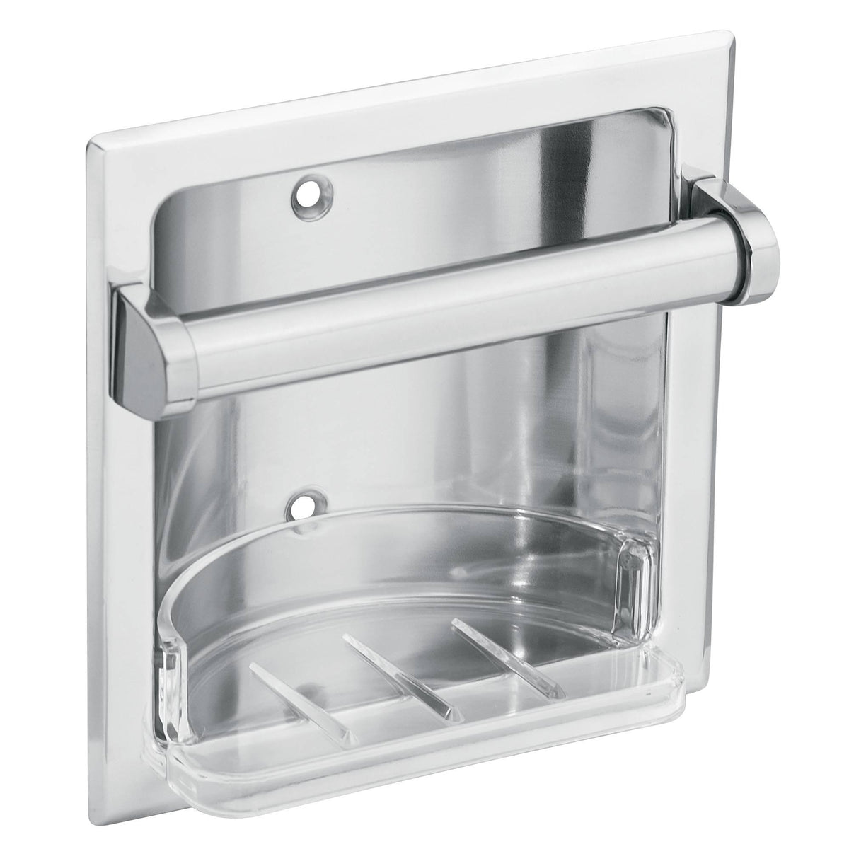 Moen® 2565CH Soap Holder, Donner Commercial, 6-1/4 in H x 6-1/4 in W, Zinc Alloy, Polished Chrome, Import