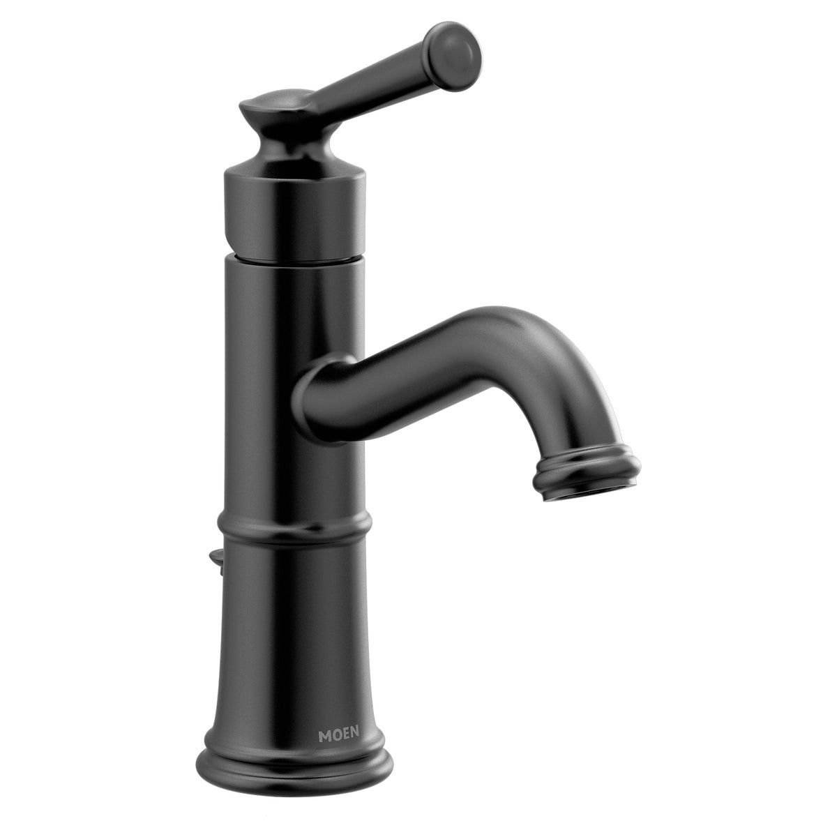 Moen® 6402BL High Arc Bathroom Faucet, 5.5 in Spout, Matte Black, 1 Handles, Domestic