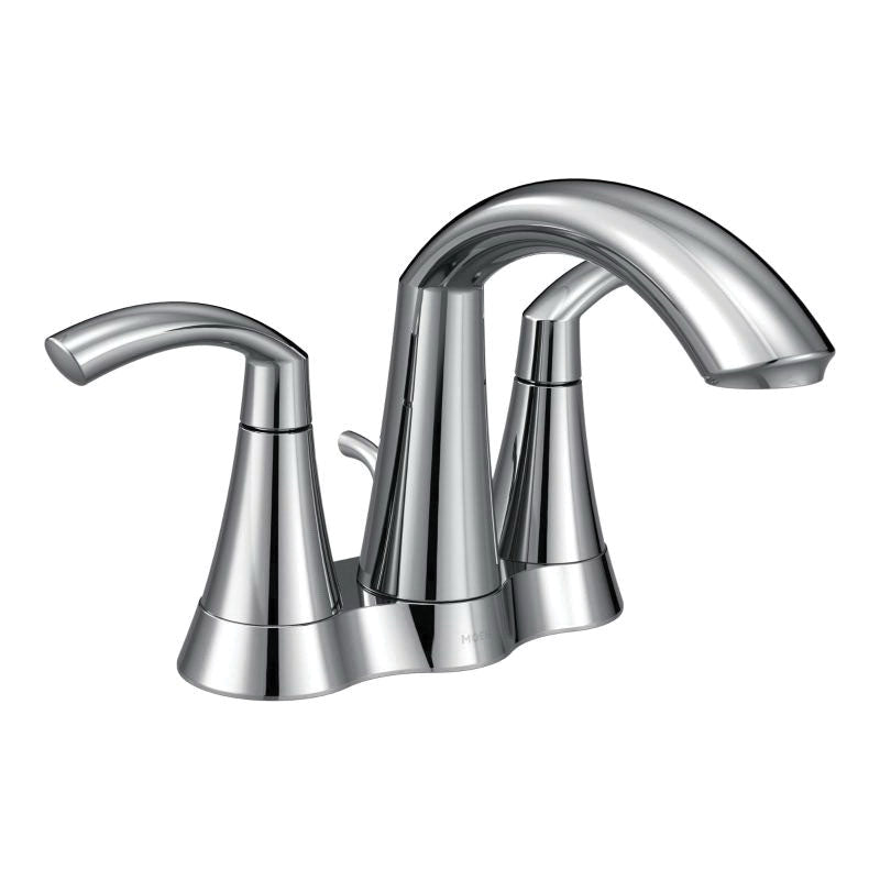 Moen® 66172 Glyde™ Centerset Bathroom Faucet, Polished Chrome, 2 Handles, 50/50 Pop-Up Drain, 1.2 gpm Flow Rate