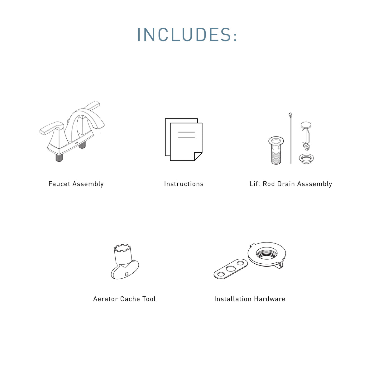 Moen® 6901NL Bathroom Faucet, Voss™, Polished Nickel, 2 Handles, Lift Rod Drain, 1.2 gpm Flow Rate