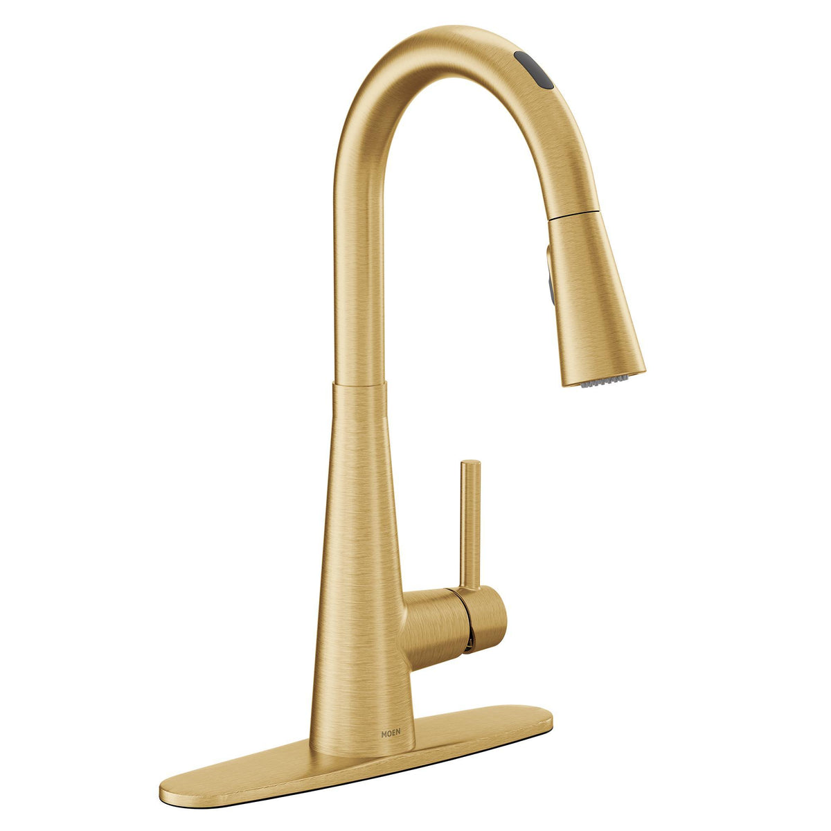 Moen® 7864EVBG 7864EV Sleek Pull-Down Kitchen Faucet, 1.5 gpm Flow Rate, Brushed Gold, 1 Handles, 1, 3 Faucet Holes, Domestic, Commercial