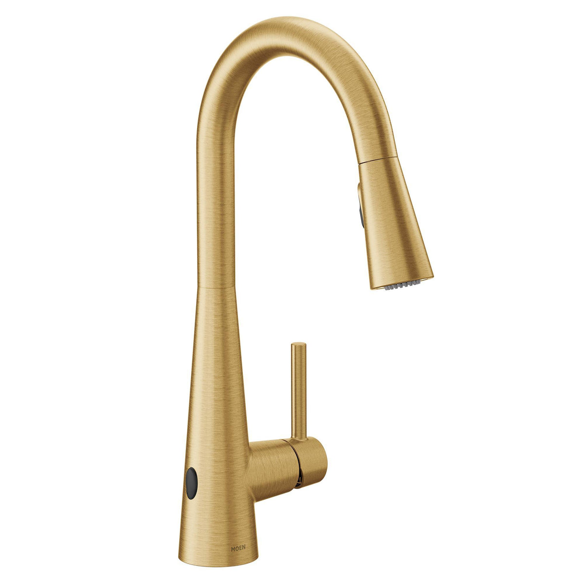 Moen® 7864EWBG 7864EW Sleek Pull-Down Kitchen Faucet, 1.5 gpm Flow Rate, Brushed Gold, 1 Handles, 1, 3 Faucet Holes, Domestic, Commercial