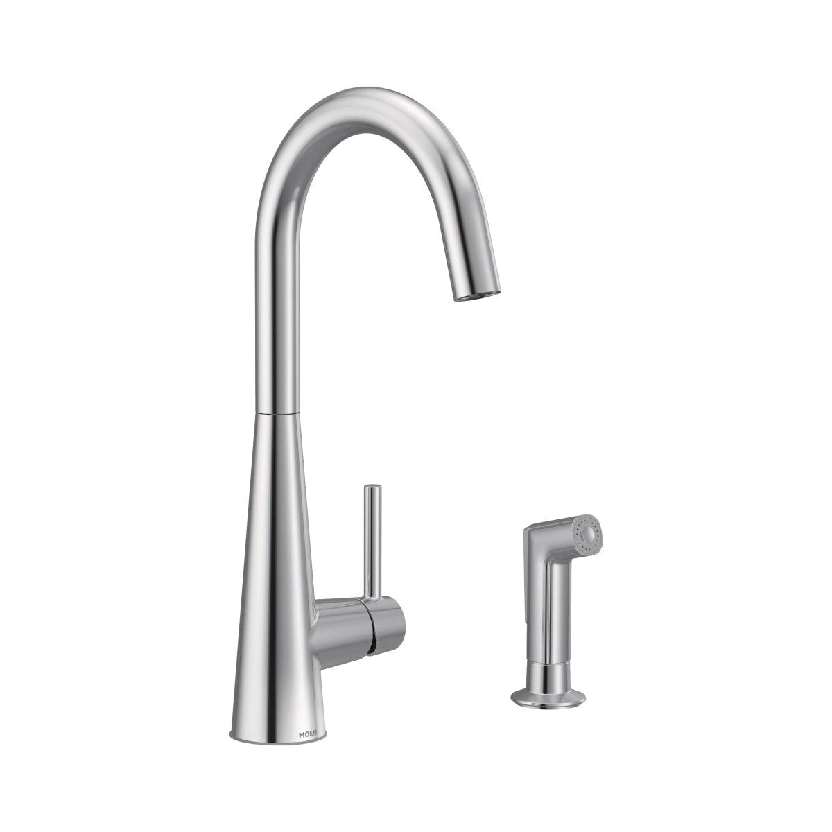 Moen® 7870 Sleek™ Pulldown Kitchen Faucet, 1.5 gpm Flow Rate, Polished Chrome, 1 Handle, 2 or 4 Faucet Holes, Function: Traditional, Domestic