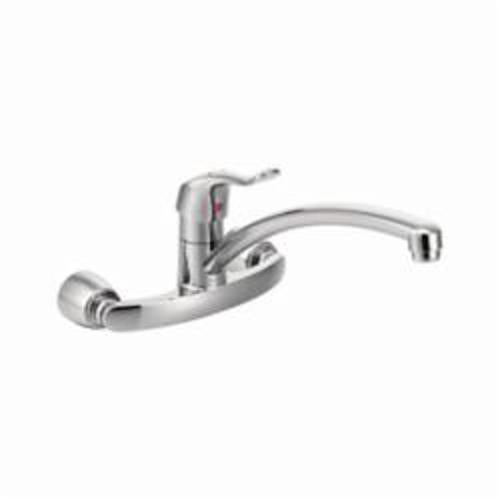 Moen® 8714 M-DURA™ Kitchen Faucet, 1.5 gpm Flow Rate, 7-1/2 to 8-1/2 in Center, Swivel Spout, Polished Chrome, 1 Handles, Domestic